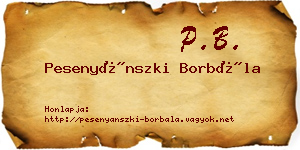 Pesenyánszki Borbála névjegykártya